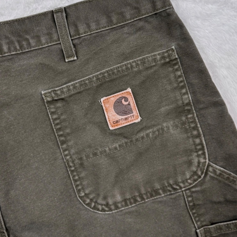 VTG Y2K Carhartt Carpenter Shorts Mens 40 Moss Green Canvas Utility B25 MOS Work
